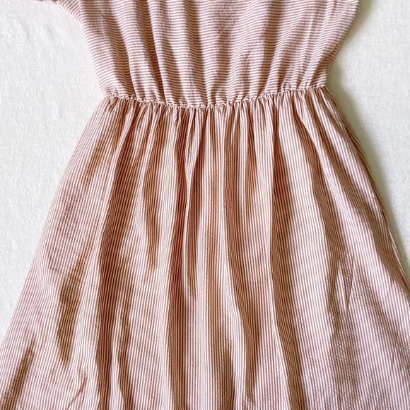 Stevie Hender Frill Ruffle Dress Woman’s Size Medium Peach & White Stripes - Picture 3 of 10